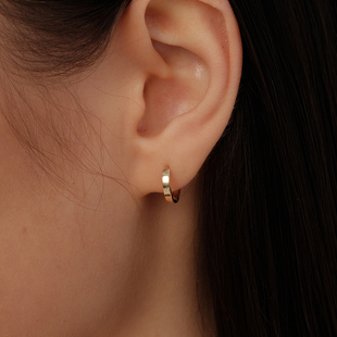 【CnHnOn脂肪商店】纯9k金 简约经典百搭长期主义素金面耳圈耳环