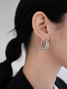 【CnHnOn 脂肪商店】小众编织粗麻花耳圈 高保色做旧质感耳环