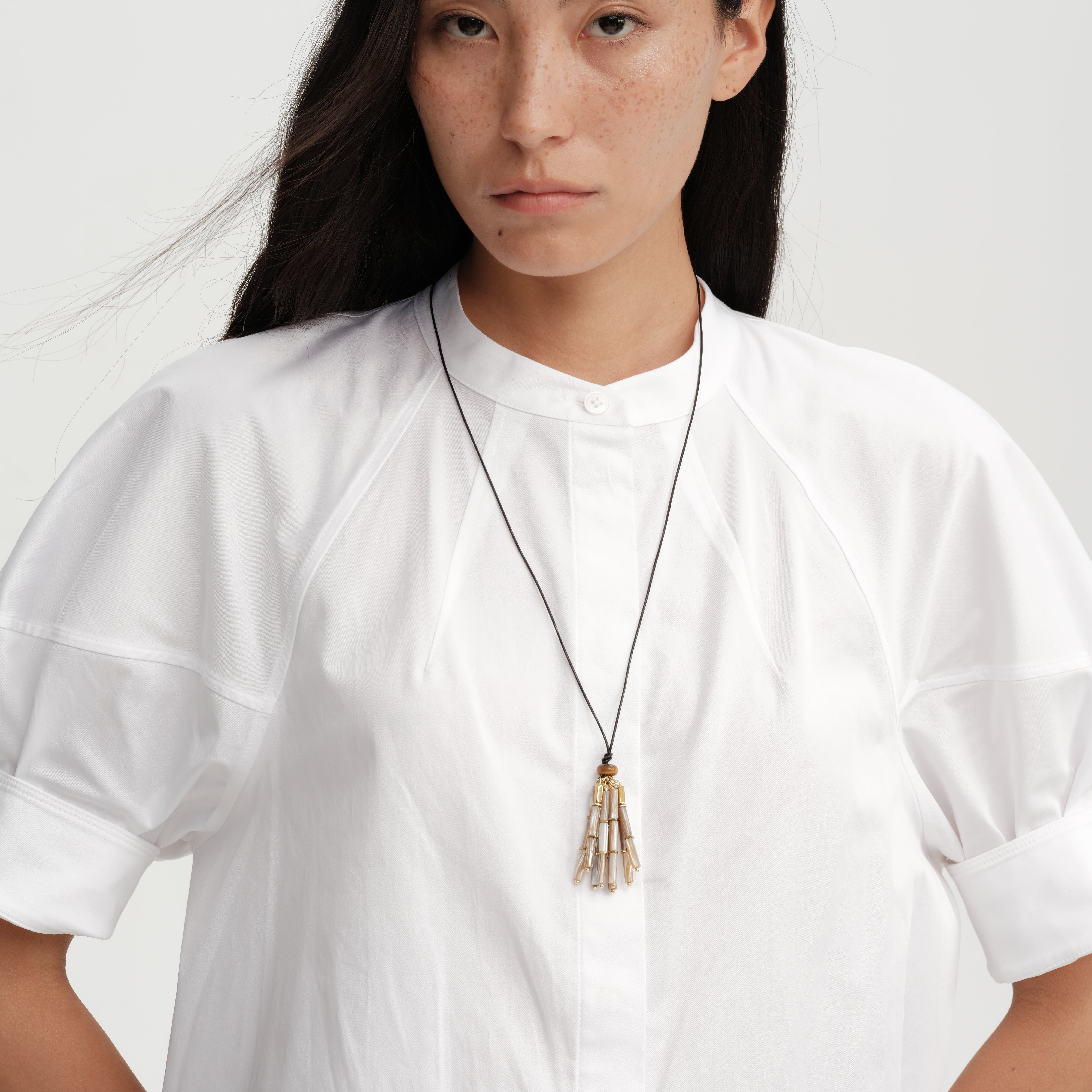 【CnHnOn脂肪商店】天然牛津贝壳虎眼石流苏串珠细蜡绳小众长项链