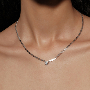 【CnHnOn脂肪商店】s925纯银1ct莫桑钻扁链高品质个性链条项链