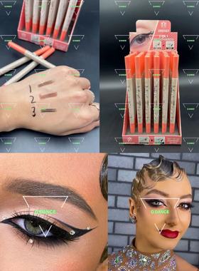 拉丁舞眼线笔国标舞比赛摩登舞台妆容黑色棕色眉笔防水不晕染双头