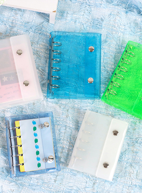 新款透明纯色PVC活页外壳A6A7小卡收纳册M5三折活页手帐替换外壳