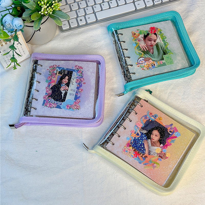 自制少女紫色方形活页本pvc拼贴