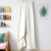 阔腿裤 女春秋季 高腰垂感显瘦宽松直筒小个子休闲西装 白色窄版 裤 子