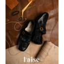 aise 乐福鞋 Tweed 孟加拉进口打蜡牛皮复古镂空平底单鞋 Clasp