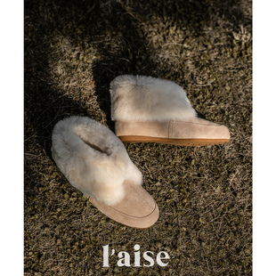 獭兔毛皮毛一体柔软亲肤百搭毛毛鞋 之美 时髦雪地靴女 aise冬季