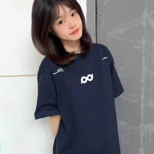 新款 T恤男女重磅夏季 宽松休闲纯棉圆领上衣 高街字母绣花短袖 美式