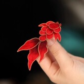 新年头饰中国风布艺锦鲤女童边夹新中式 红色复古气质发饰旗袍配饰