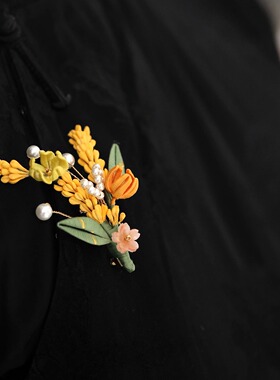 芊墨夏禾秋冬旗袍胸针国风立体花朵麦穗别针外套缠花胸花衣服装饰
