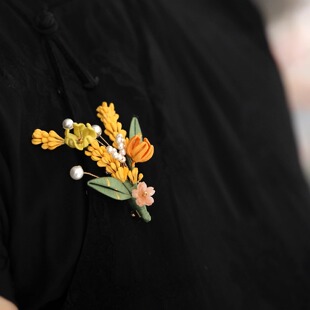 芊墨夏禾秋冬旗袍胸针国风立体花朵麦穗别针外套缠花胸花衣服装饰