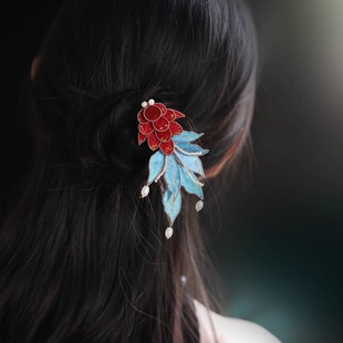 锦鲤中国风头饰古风盘发发夹侧边夹女童汉服配饰旗袍发饰古典气质