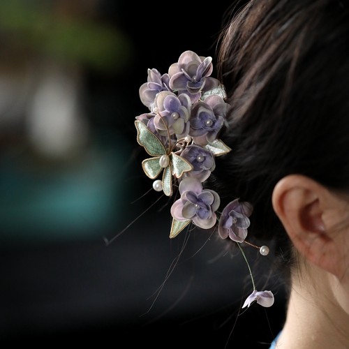 古风花朵发夹女2025新款高端后脑勺发饰汉服侧边夹裙子配饰日常