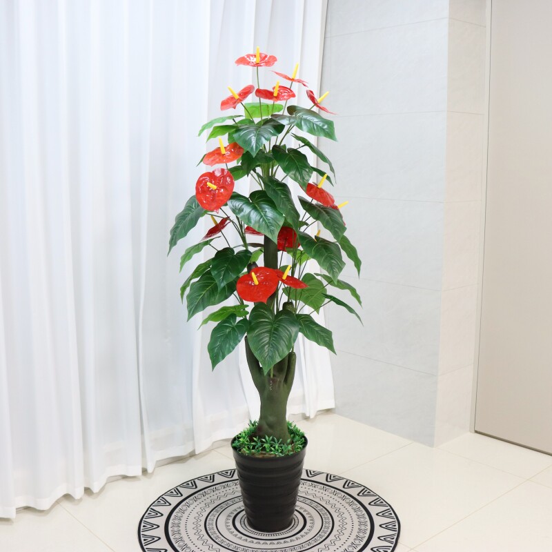 假树红掌仿真花假花盆栽落地大绿植客厅室内花装饰仿真植物塑料花