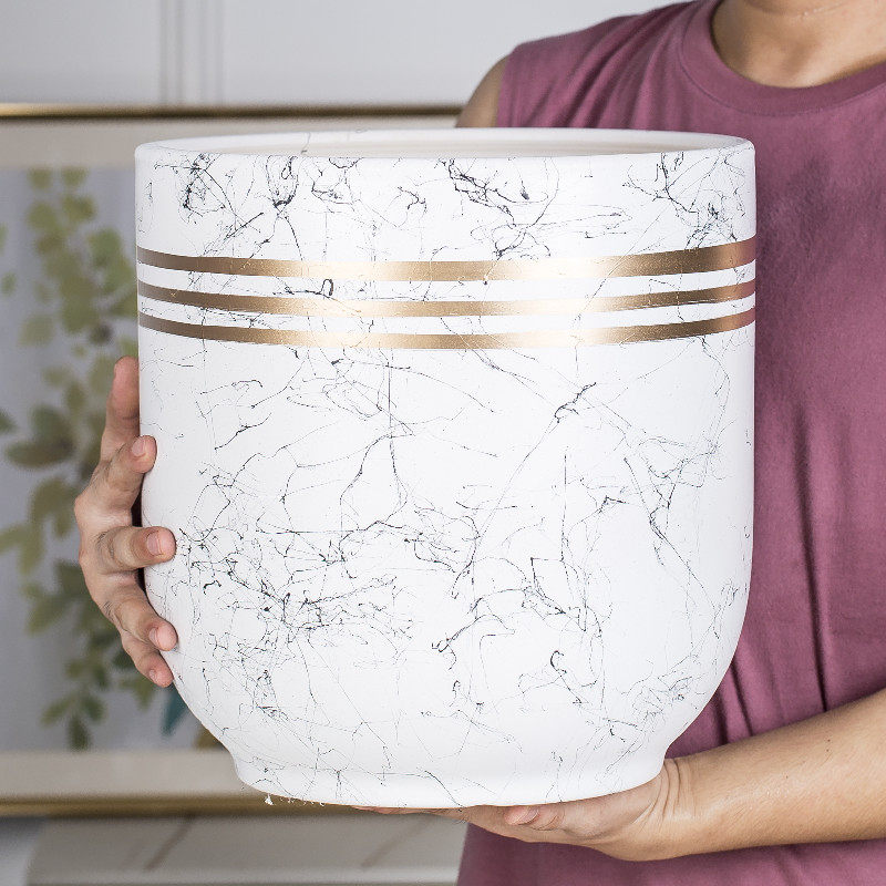 特大号北欧轻奢金边大理石纹陶瓷花盆客厅落地室内种树盆特价清仓,鲜花速递/花卉仿真/绿植园艺,花盆,淘宝优惠券,粉丝福利购,淘宝优惠卷