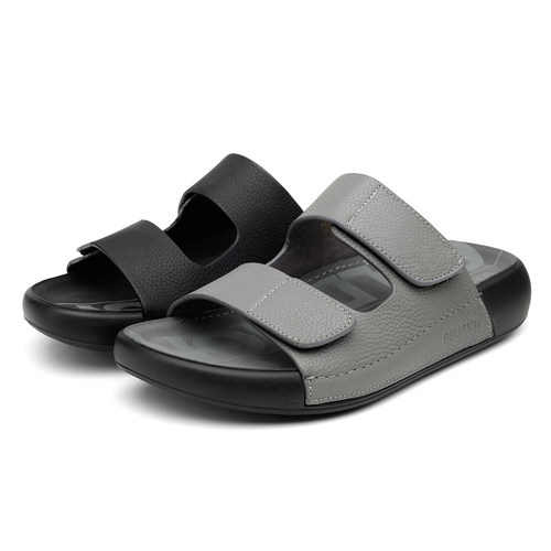 金利来男鞋夏季真皮透气时尚软面软底魔术贴休闲凉鞋户外凉拖鞋