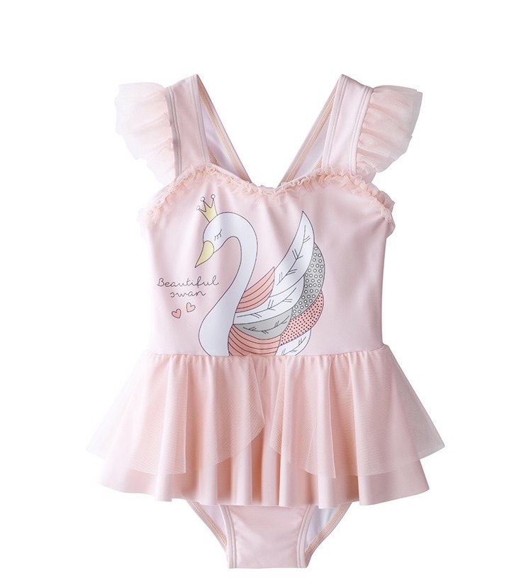 爱法贝现货儿童泳衣防晒50+天鹅