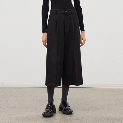 自然腰休闲八分裤阔腿裤