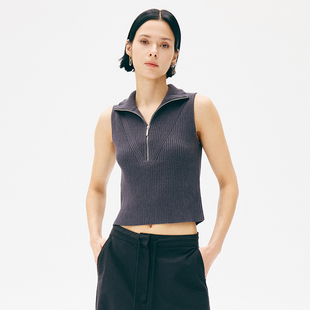 APPENDAGE 设计感半拉链翻领无袖针织衫背心女装2025夏季外穿上衣