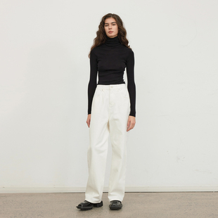 APPENDAGE 直筒全棉牛仔裤女秋冬2023新款高腰阔腿裤显瘦纯棉裤子