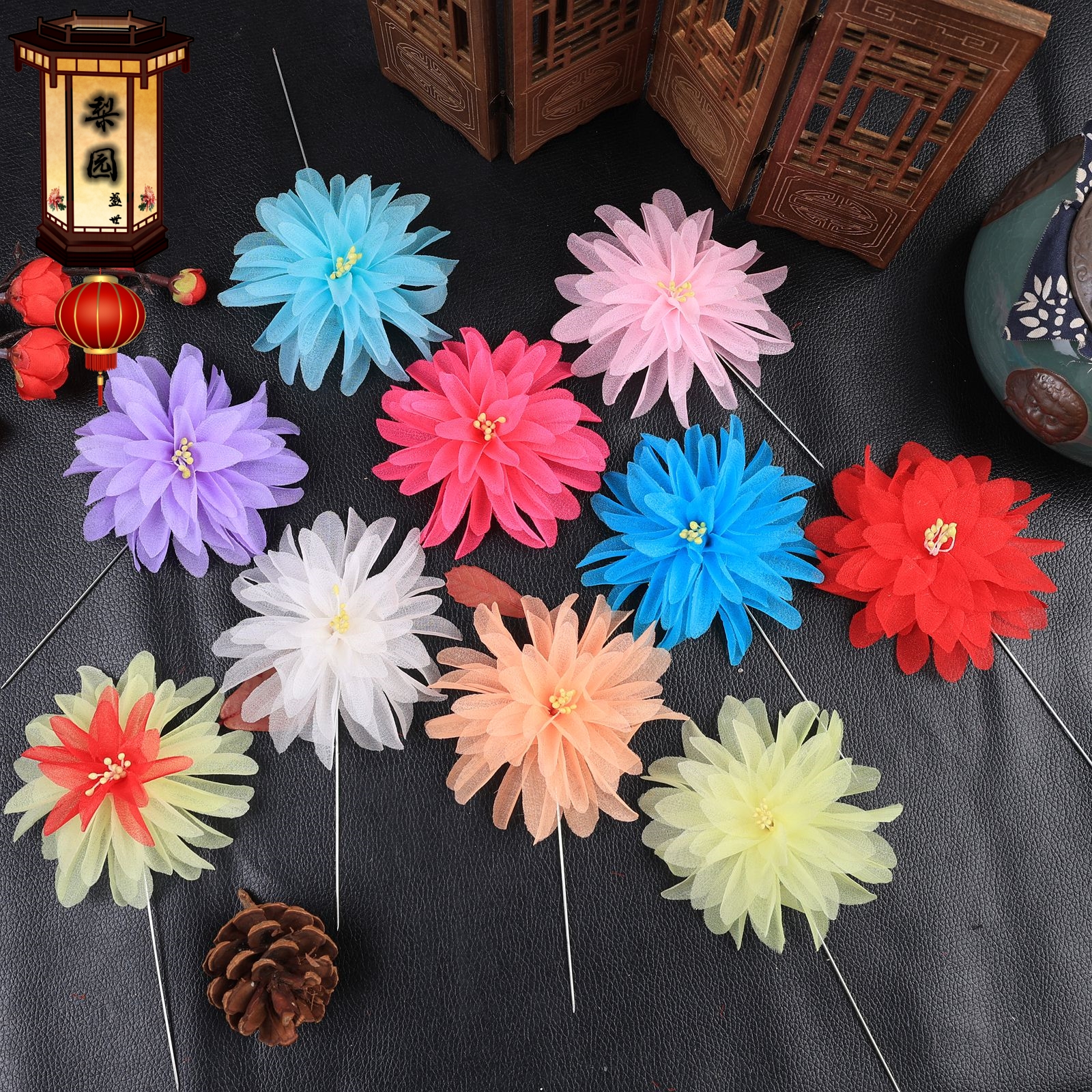 戏曲青衣花旦鬓花戏剧大单朵菊花京越剧古装演出小姐丫鬟头饰绢花