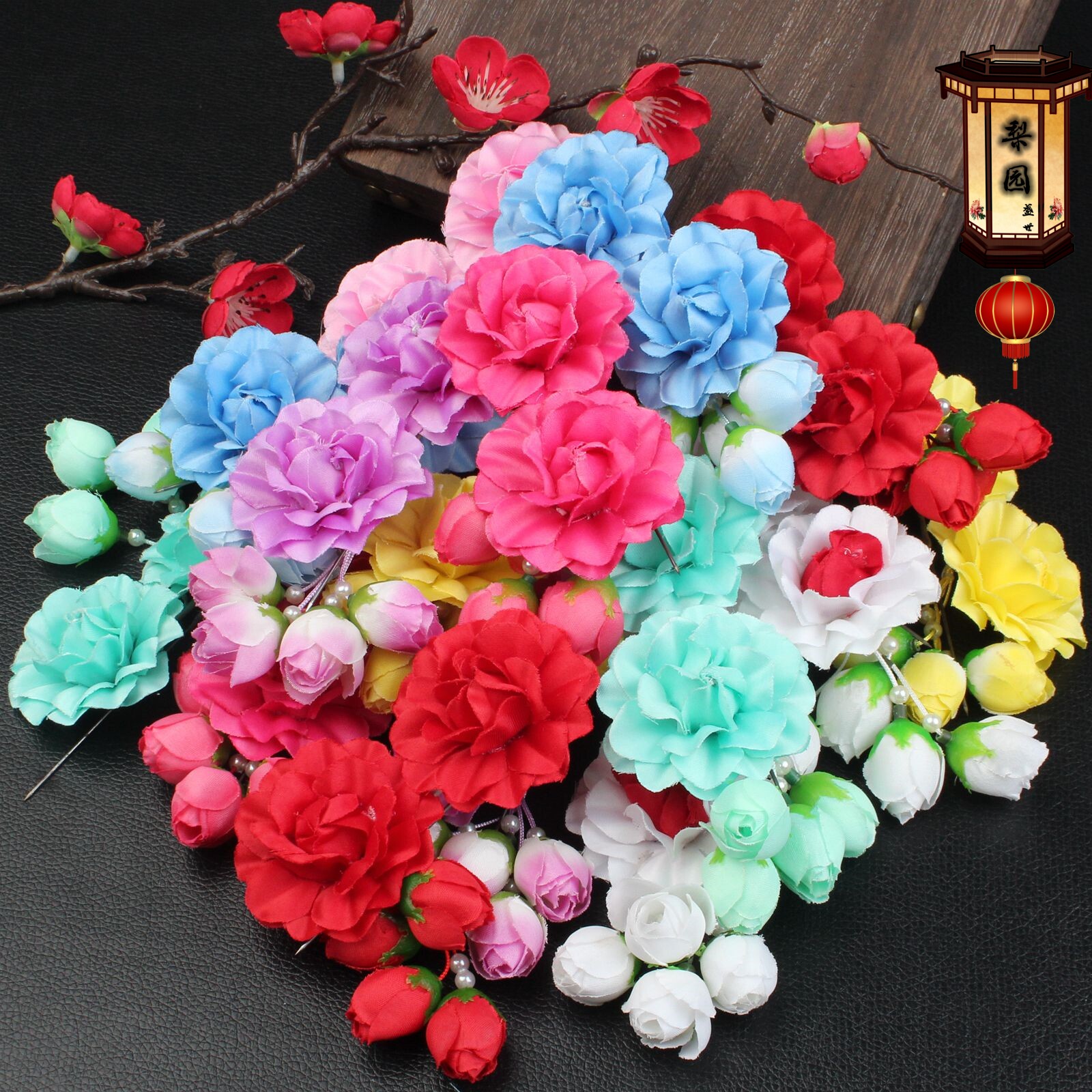 戏曲头饰戏剧鬓花绢花耳边花京剧青衣花旦小姐包头用品双朵头花新