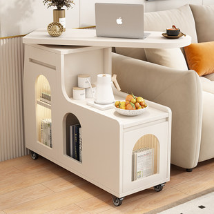 沙发侧边柜奶油风可移动小边几家用床头柜茶几置物架小户型小桌子