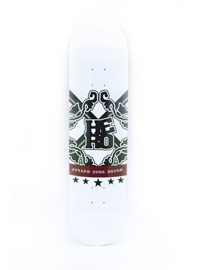 HERO滑板 CLASSIC常青款 白色经典LOGO 8寸滑板板面 七层加枫包砂