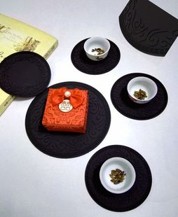 古典祥云防水杯垫硅胶防滑隔热餐桌垫烟缸垫盘垫碗垫pvc茶杯垫子
