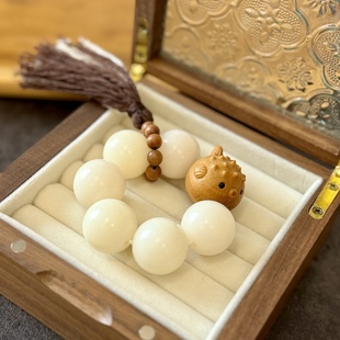 河豚手捻天然白玉菩提20毫米搭配老山檀河豚diy配件手工编织手绳