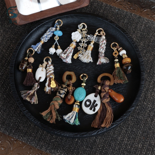 手工编织小提溜diy驼骨花菱镁矿咖啡豆驼骨二饼牛骨牌百香籽配件