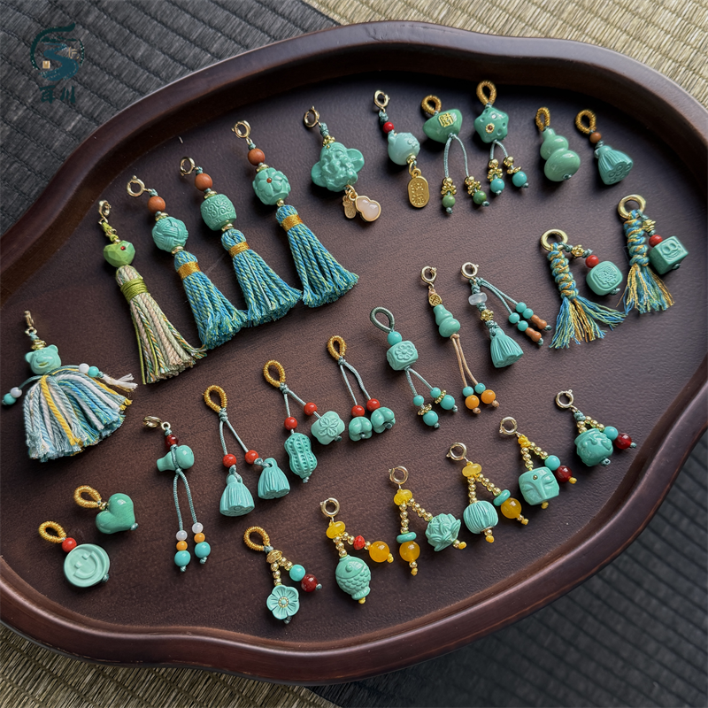 菱镁矿小提溜合集diy手工编织手机钥匙扣挂件串珠文玩配饰品流苏