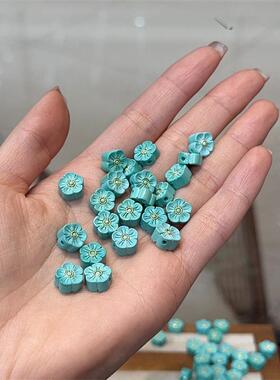 菱镁矿镶嵌小花diy配件手工编织手绳项链文玩佛珠时尚配饰品隔珠