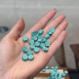 菱镁矿镶嵌小花diy配件手工编织手绳项链文玩佛珠时尚配饰品隔珠