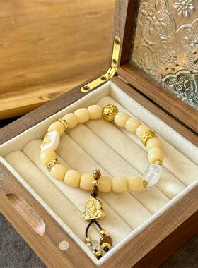 驼骨桶珠白水晶星星牛骨鱼尾纯铜扎基牌diy手串配饰隔珠串珠饰品