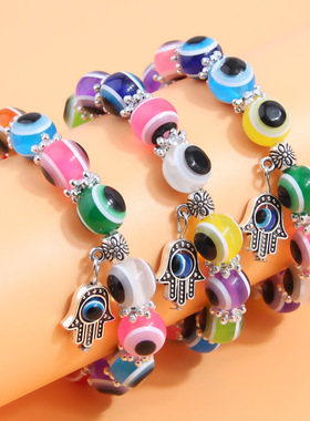 时尚简洁百搭恶魔之眼手镯珠串珠三层百搭女手链1009