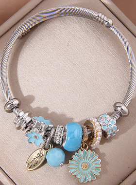 1个时尚简洁菊花坠多元素配饰潘DL简洁个性手镯1212