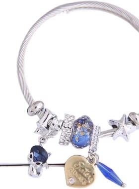 多元素欧美风猫咪爱心吊坠手镯