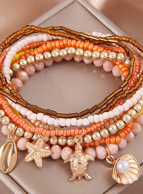 5条时尚中东名族风凉帽坠松石配饰挂坠混搭多层次女士手链1112