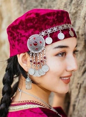 新疆哈萨克族帽饰发饰头花民族风合金饰品旅拍服饰搭配