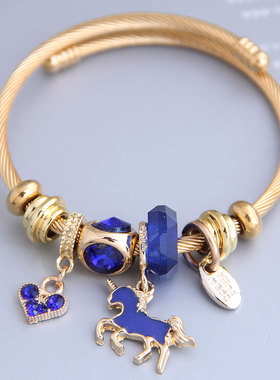 多元素欧美风金属骏马吊坠手链