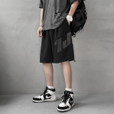 2021港风工装裤男宽松短裤男士夏季潮流印花裤D，男装休闲裤，星座810(原QT5070)