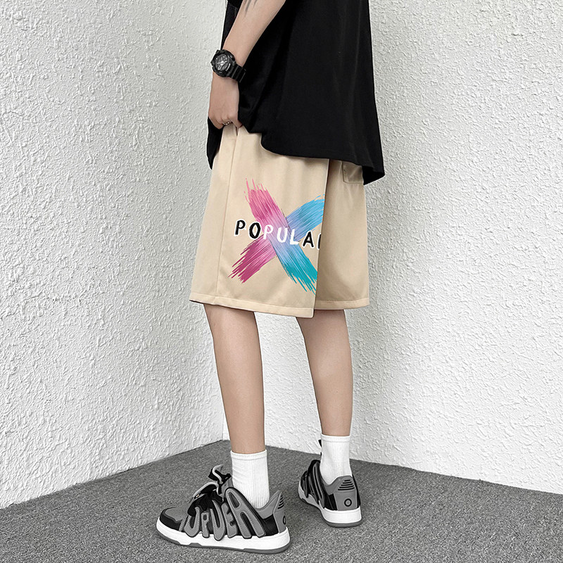2022夏季港风短裤潮男印花五分裤篮球裤薄款休闲裤D,男装休闲裤,星座810(原QT5070)