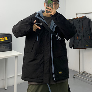 港风工装棉衣男加厚冬季棉服外套连帽拼接棉袄SY03图片