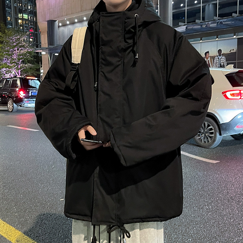 2021冬港风宽松休闲棉服男连帽棉衣纯色棉袄上衣MY6002图片