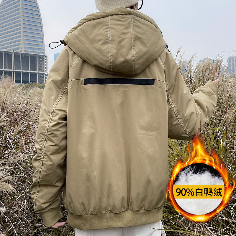 2021冬加厚保暖外套上衣港风工装连帽羽绒服男YR7335,男装羽绒服,星座810(原QT5070)