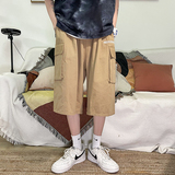 2022港风夏季刺绣休闲七分裤男潮宽松百搭工装短裤D，男装休闲裤，星座810(原QT5070)