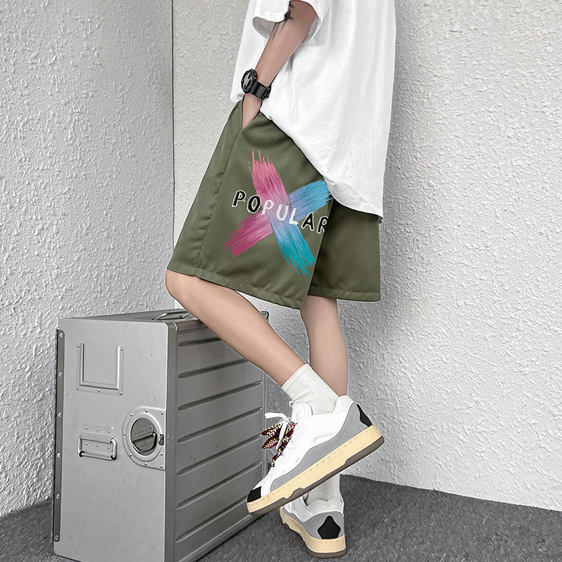 2022夏季港风短裤潮男印花五分裤篮球裤薄款休闲裤D,男装休闲裤,星座810(原QT5070)