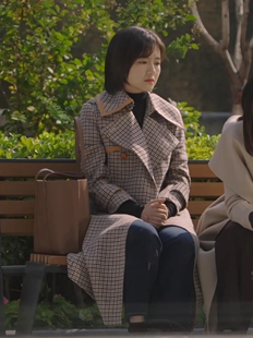 一路朝阳李慕嘉李兰迪同款女神大衣复古千鸟格百搭中长款风衣外套