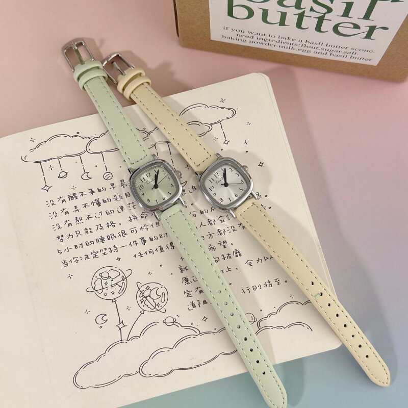 学生党方形小巧手表初高中女生只看时间指针式男生儿童校园上课