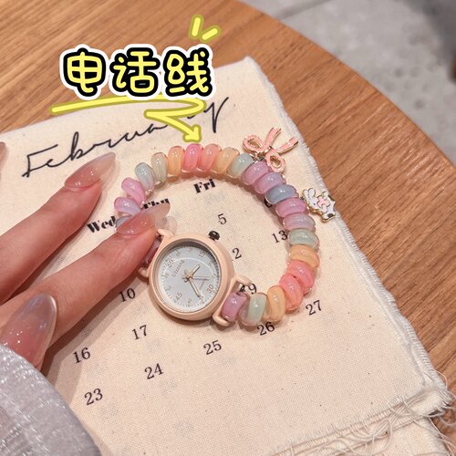 马卡龙软萌少女手链手表可爱挂饰小众减龄日常出片氛围感装饰腕表